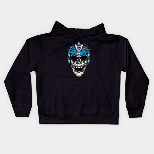 Fantasy Football Skeleton Blue 1 Kids Hoodie by Spevna